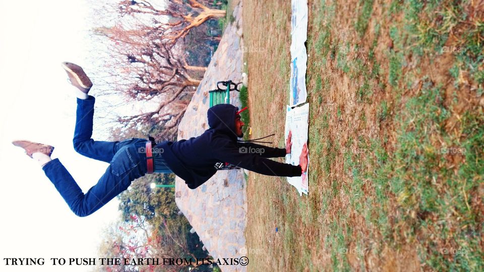 Trying to push the earth from its axis 😋😂