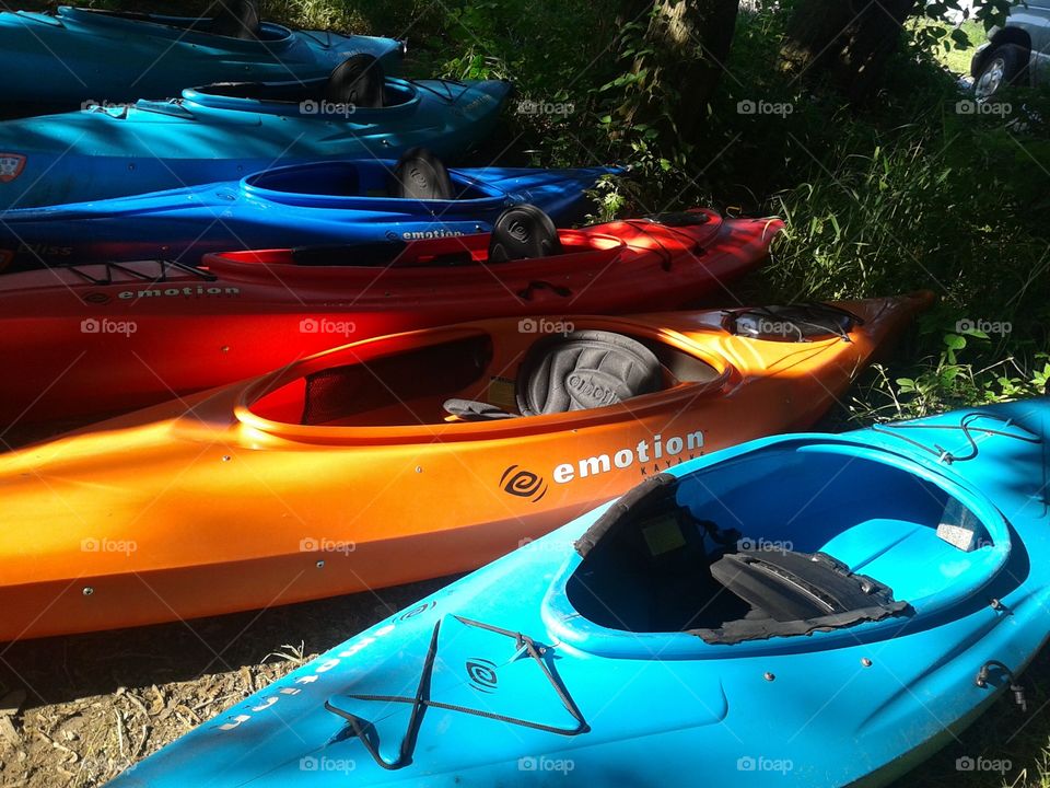 kayaks.  waiting for the gang to arrive for a trip down the Swatara Creek