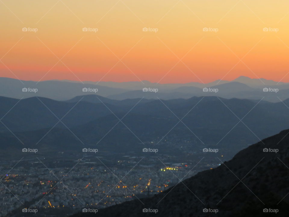 Sunset over the city