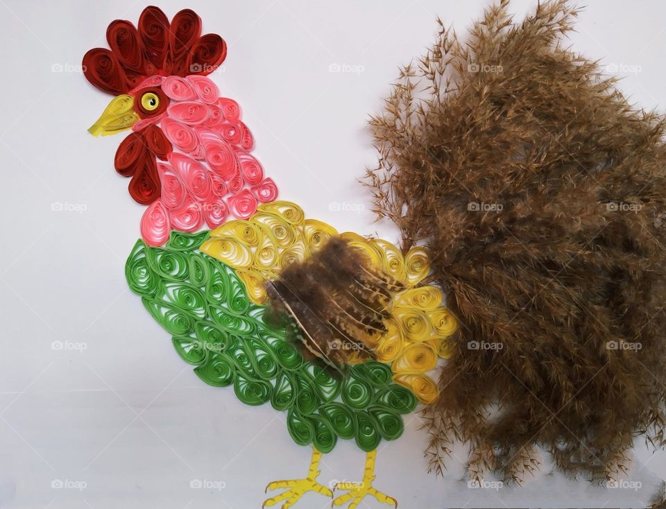 Quilling. Rooster.