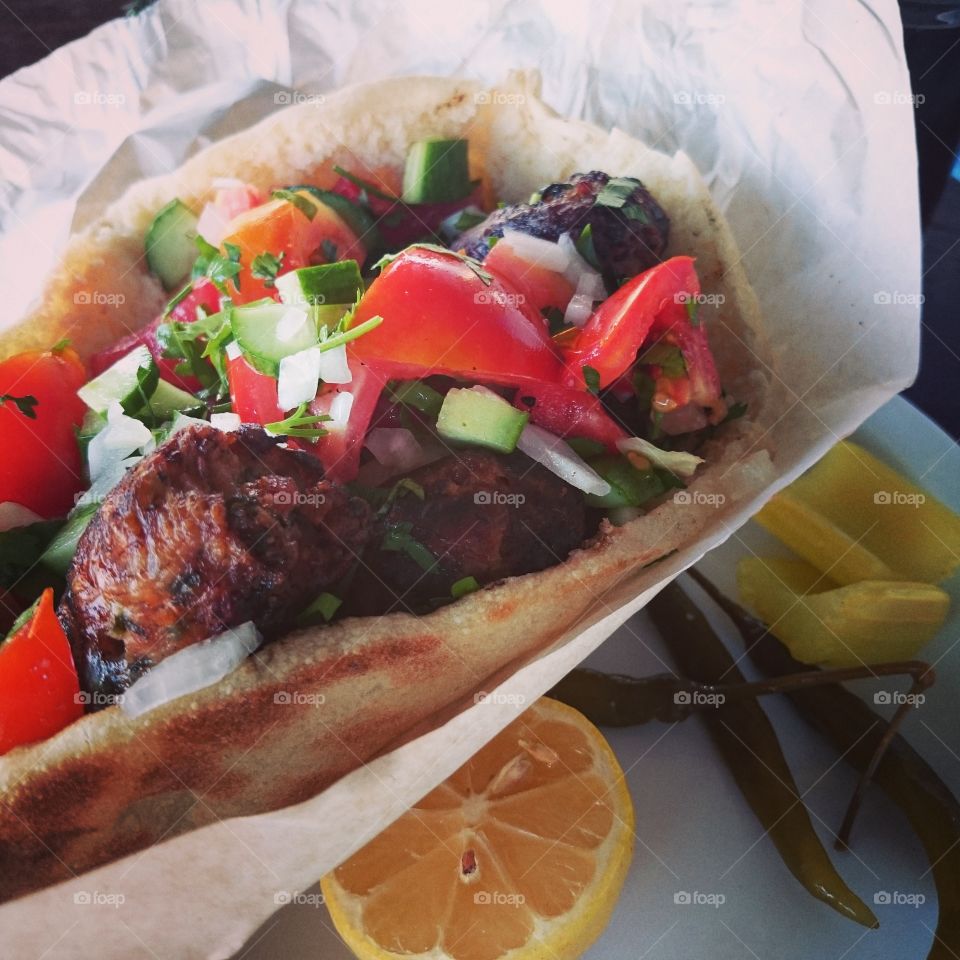 Cypriot pitta sheftalia