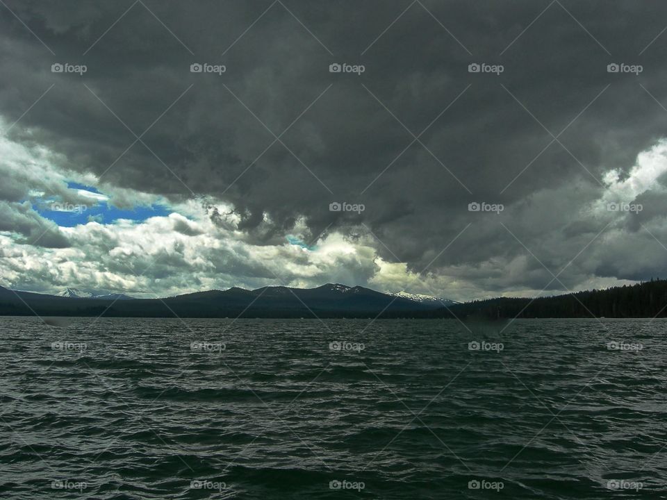 Storm Approaching. Storm clouds building over lake