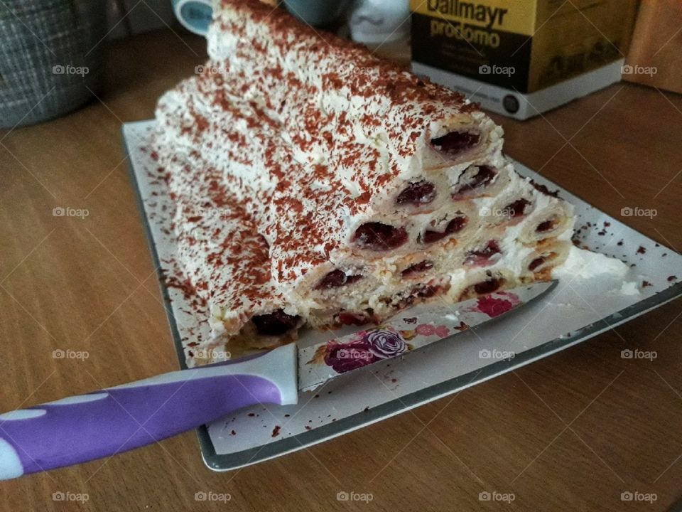 Cherries pyramid cake