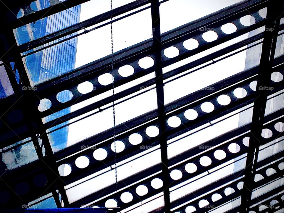 Mount Sinai hospital’s ceiling in one of its many buildings and/or hallways, entrances or through ways leading from one building to the next. It is a multi building complex on Manhattan’s Upper East Side in NYC. 2020. Hypnotic Productions