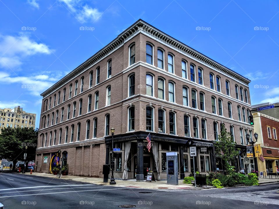 Urban city building in Louisville Kentucky featuring historical architecture