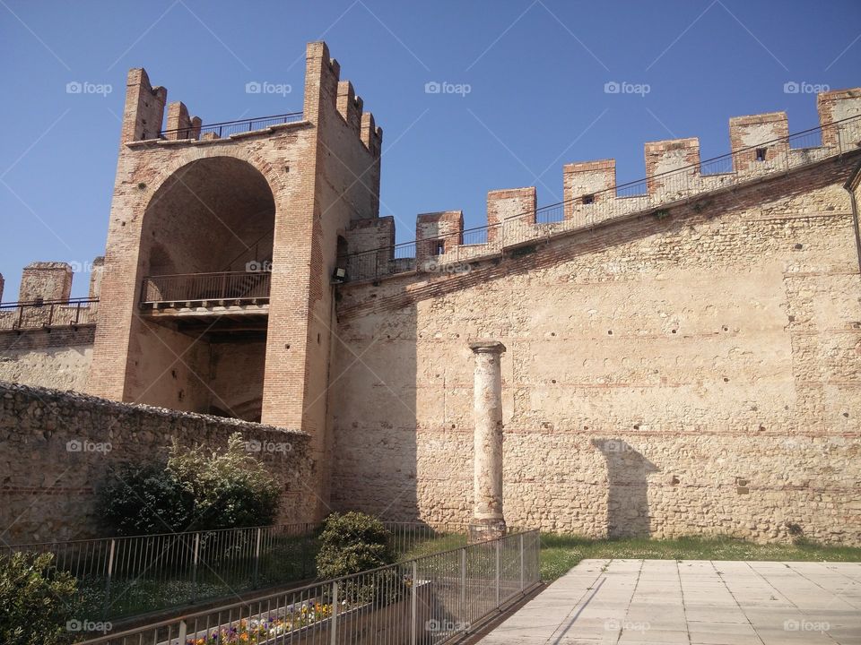 Medieval city walls of Soave, Italy