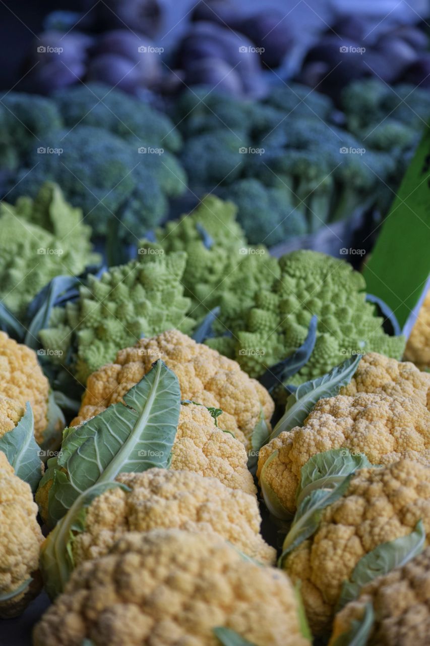 Cauliflower in the market