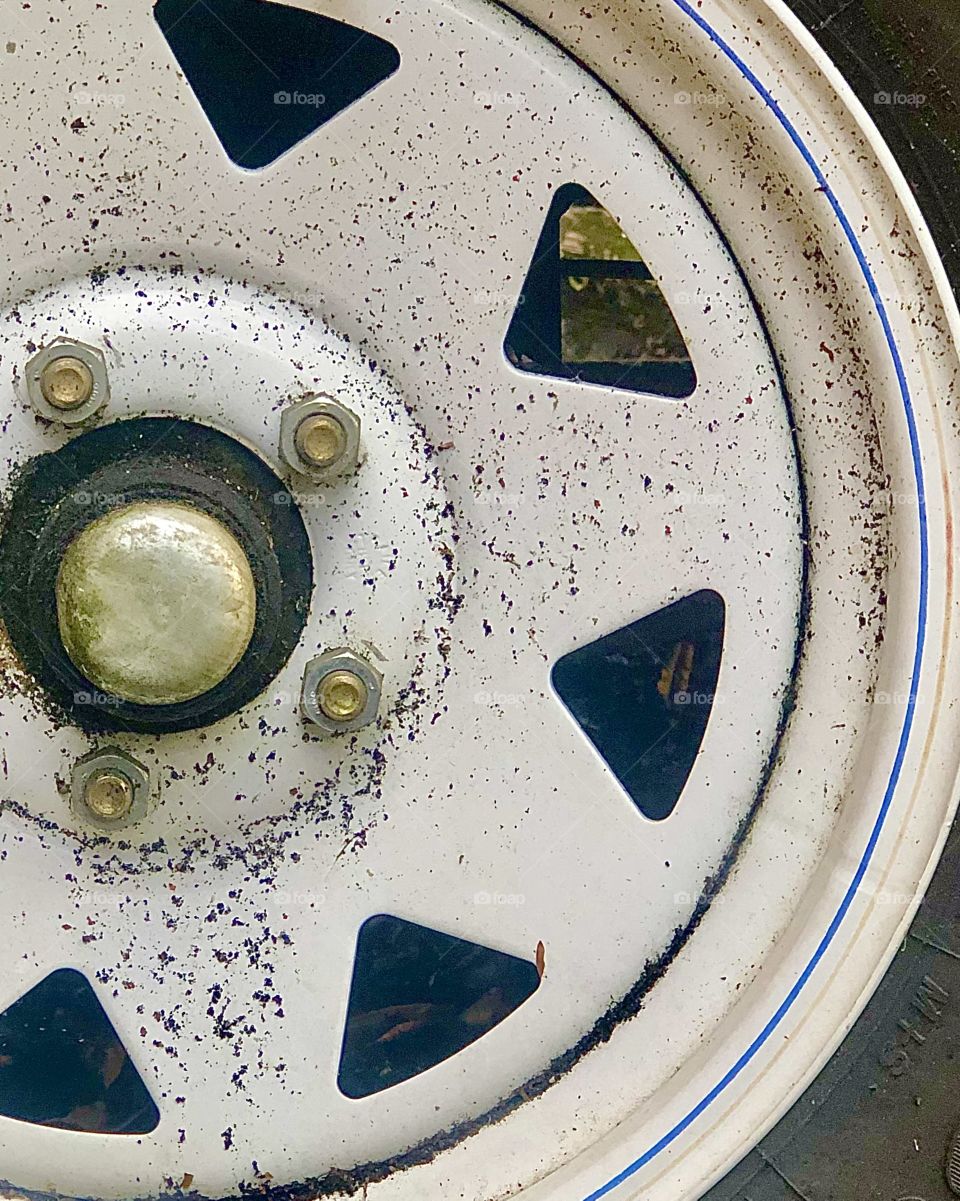 Closeup of tire on utility trailer 