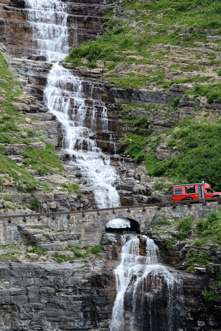 Waterfall in glacier national park