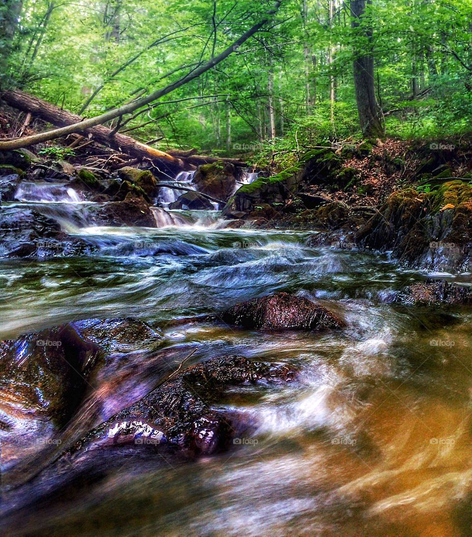 Stream rapids. A long exposure shot of a stream. 