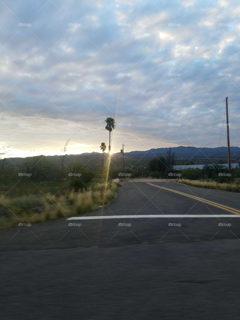 sunrise on road trip