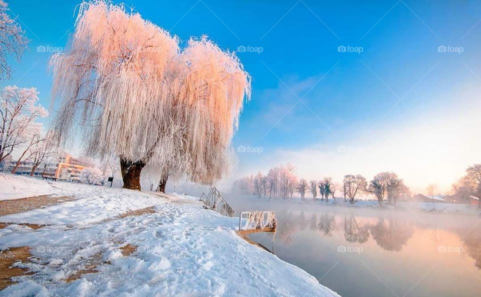 Korana River in Karlovac Winter