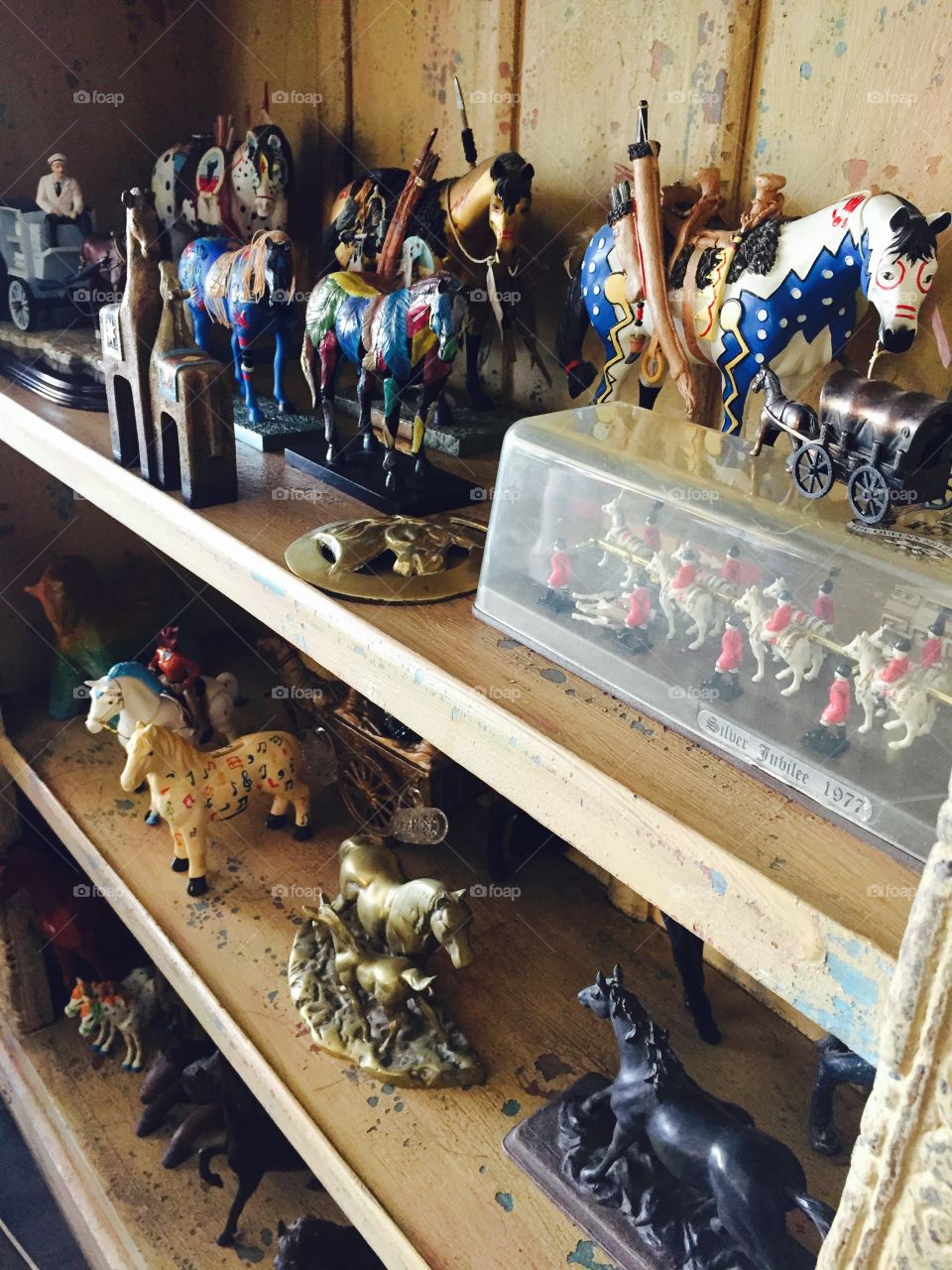 Horse collection. Horse collection on a shelf