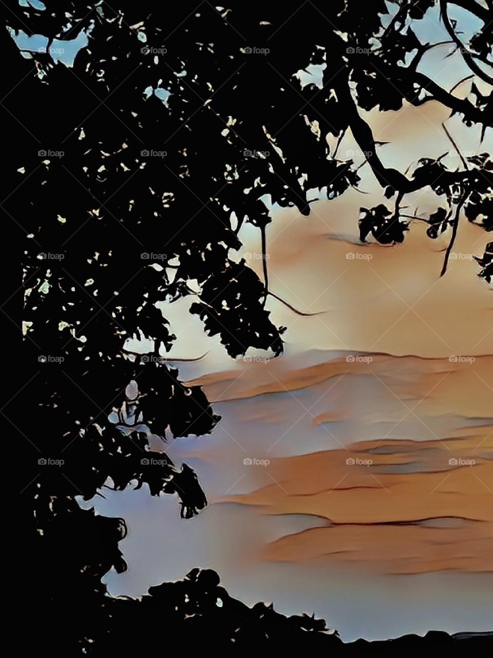 Sunset Over a Mountain 