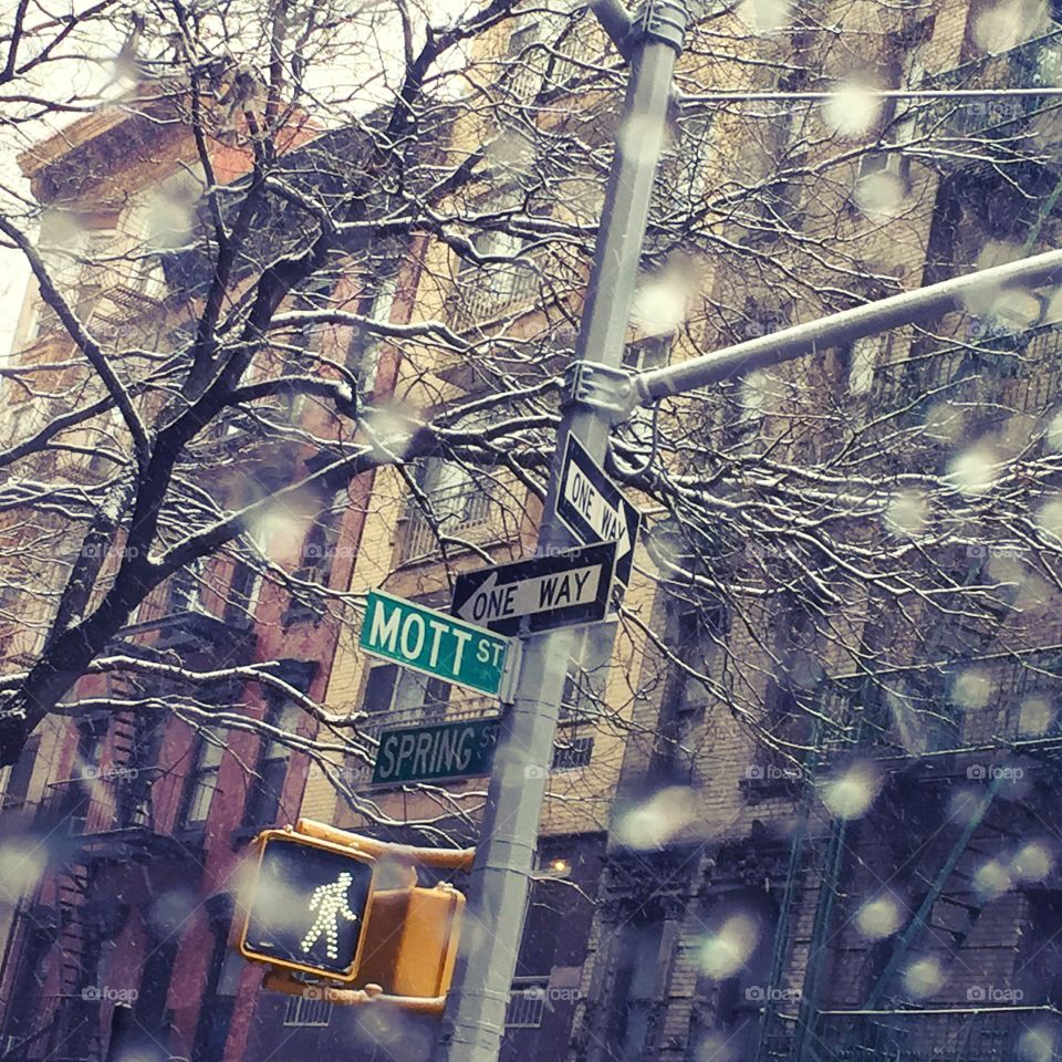 Snow in New York. 
