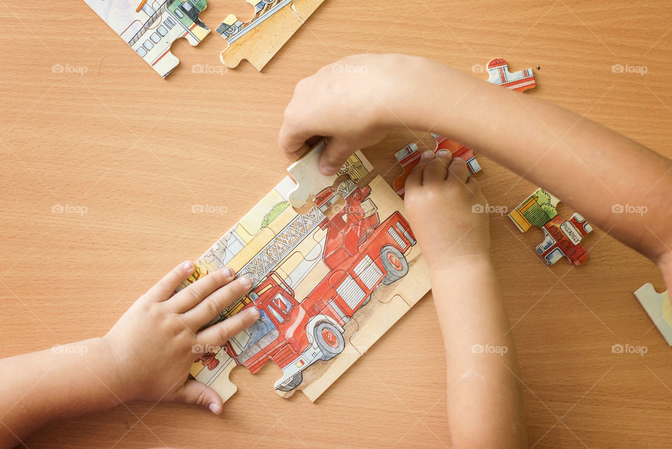 puzzle, children, table