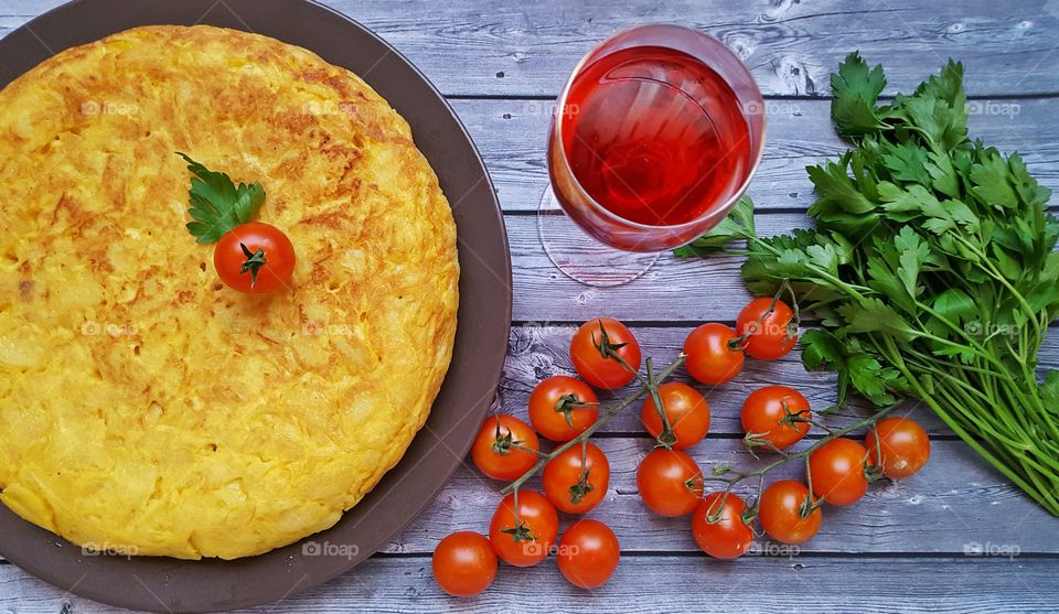 Directly above shot of spanish tortilla