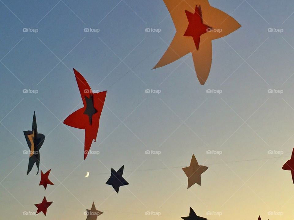 Paper stars in the Sky . Paper stars in the Sky at sunset