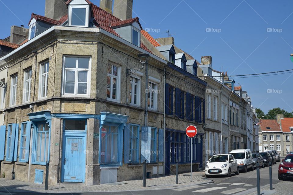 Blue house in Bergues, France