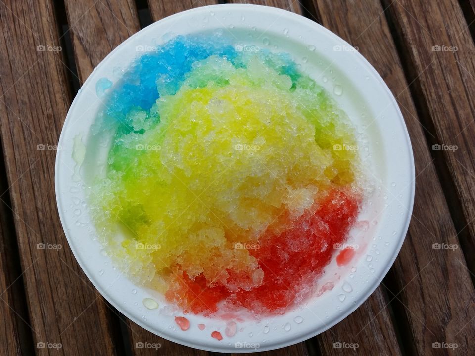 Shaved ice. Beating the heat with sweet and colorful ice shavings