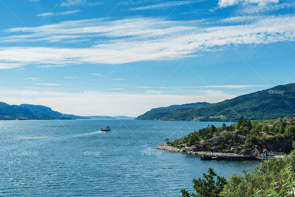 Ferry crossing on the fjord. Norway.