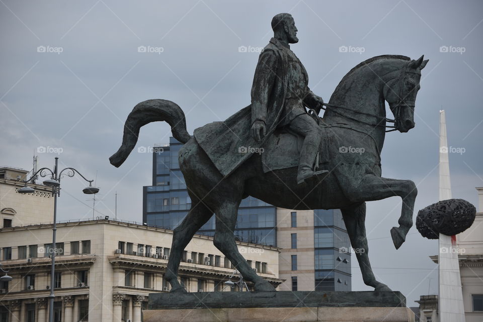 Statue of King Carol I riding a horse, Bucharest, Romania