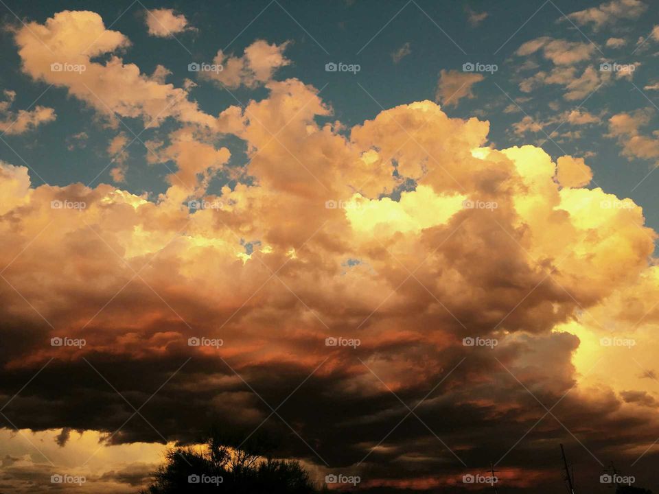 Dramatic clouds at sunset