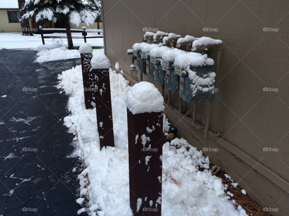 Gas meters under the snow
