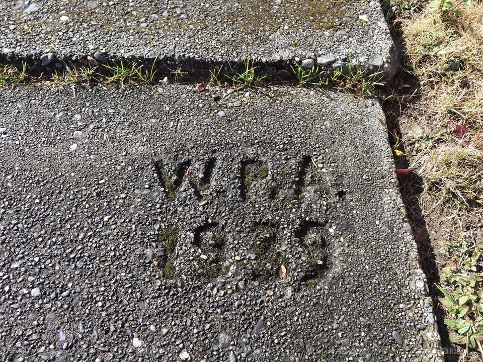 WPA sidewalk stamp in Mount Vernon, WA