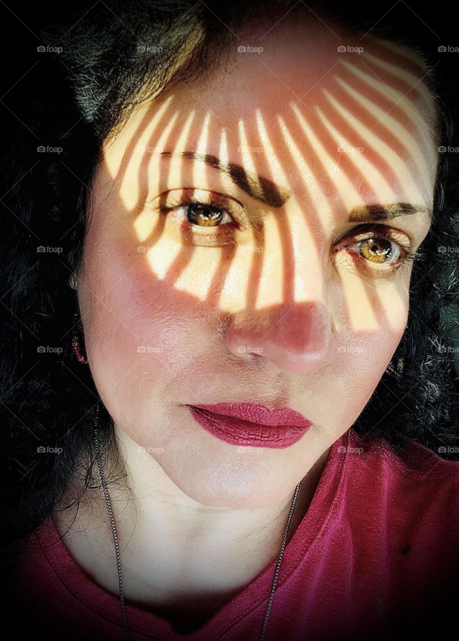 Selfie hazel eyes with shadow lines