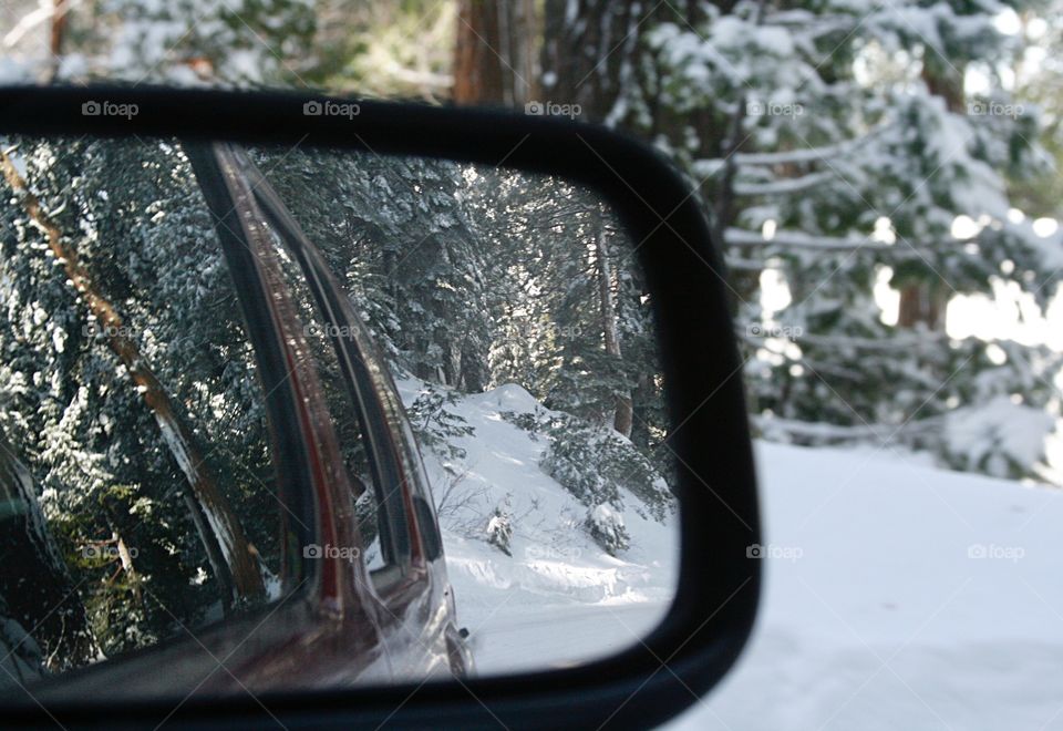 Reflection. Winter. Car