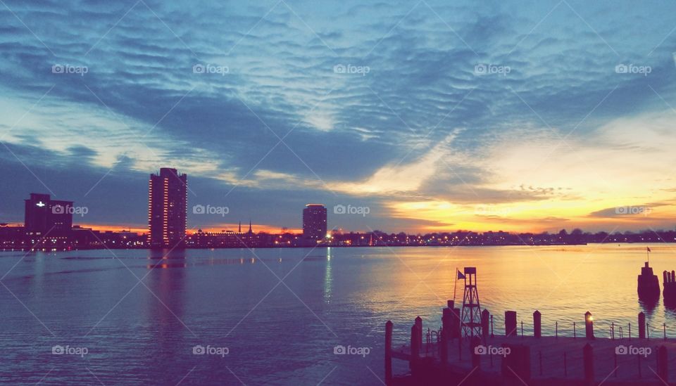 Norfolk Portsmouth Dusk Skyline