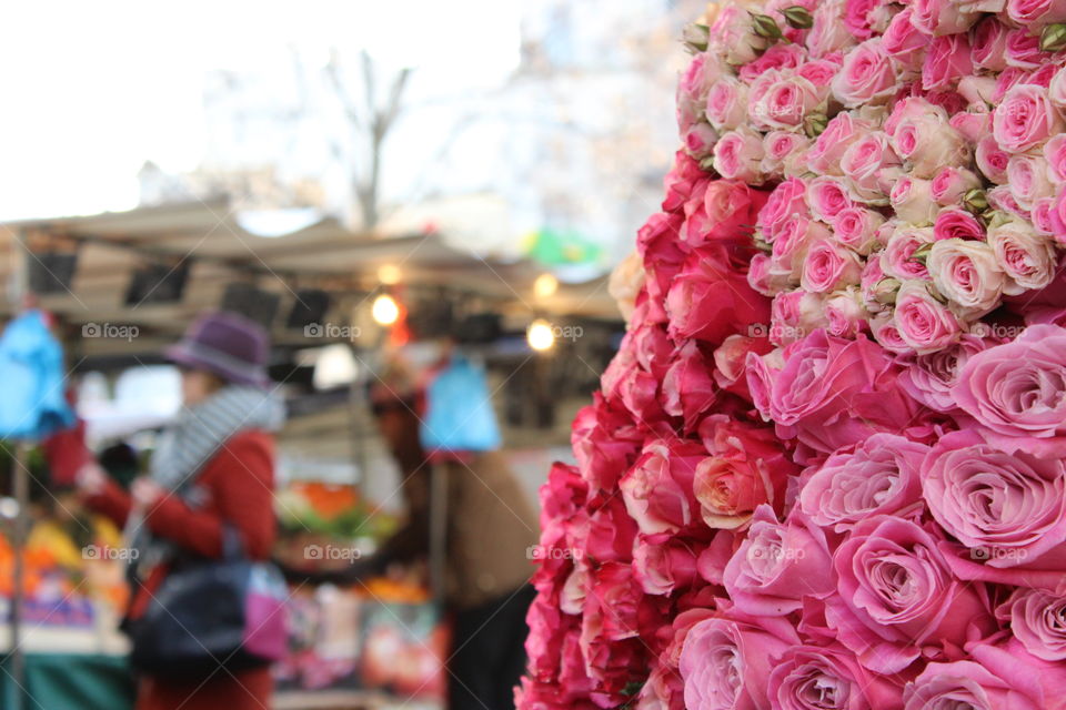 Flowers atmosphere in a Paris market
