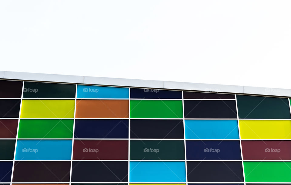 Minimalist and colorful facade of building