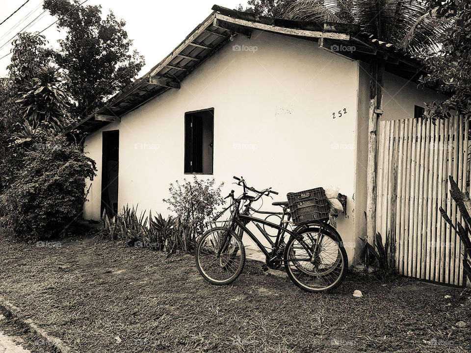 In front of the house