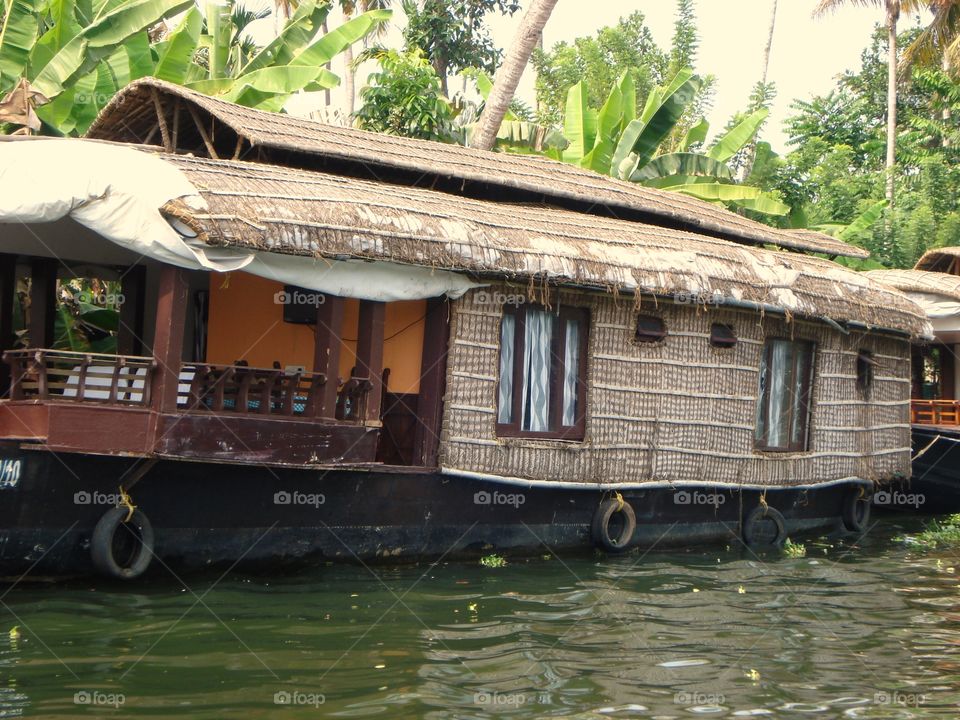 Houseboat in the backwaters of Allepey in Kerala 