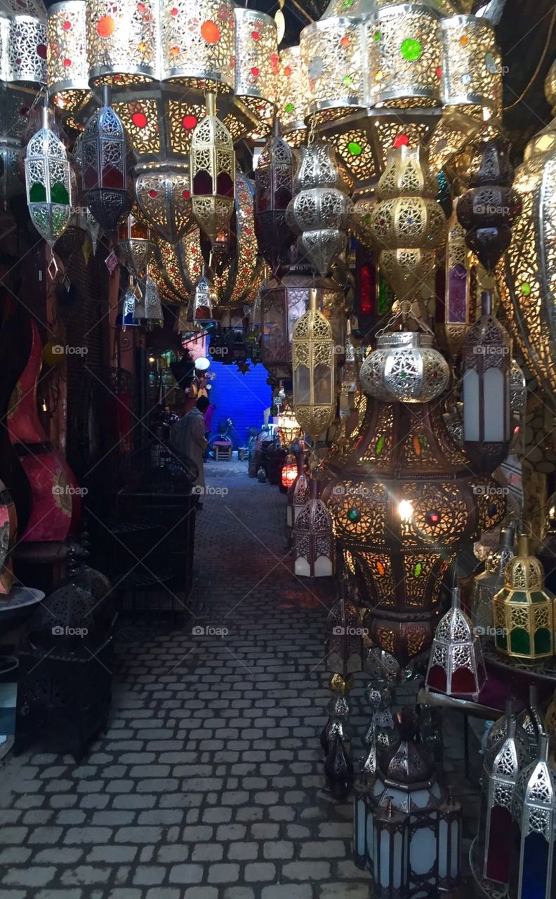 An alley in the metalworkers souk in Marrakech 