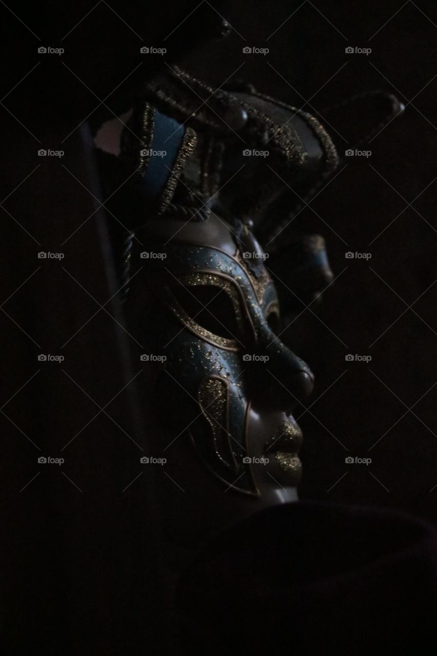 Masquerade Joker mask profile portrait 