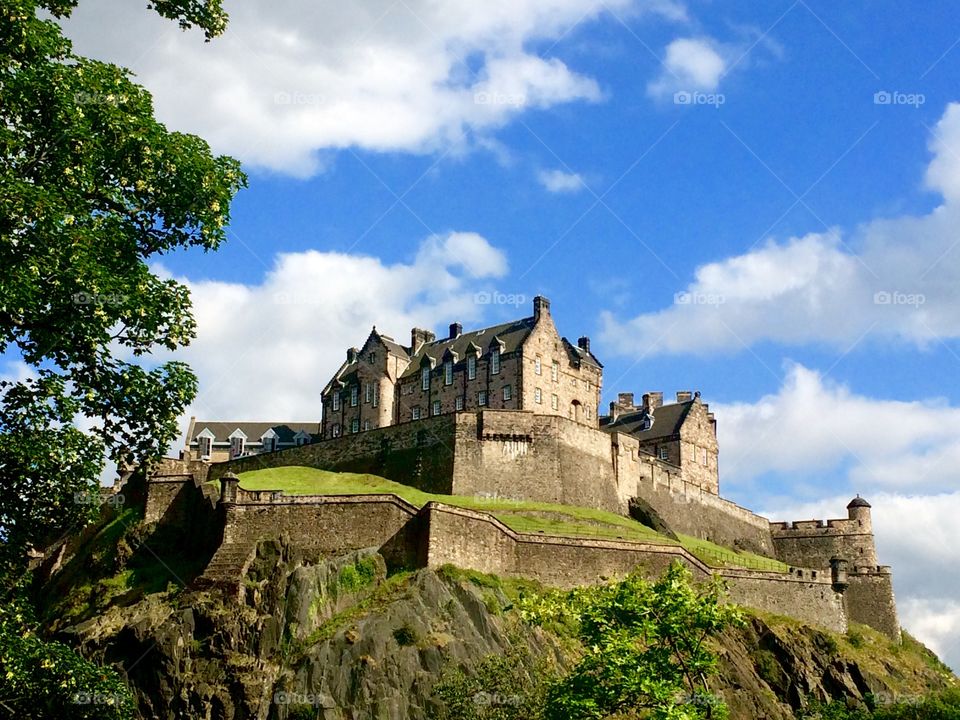 Edinburgh Castle, Scotland - View from Princes Street Gardens 
