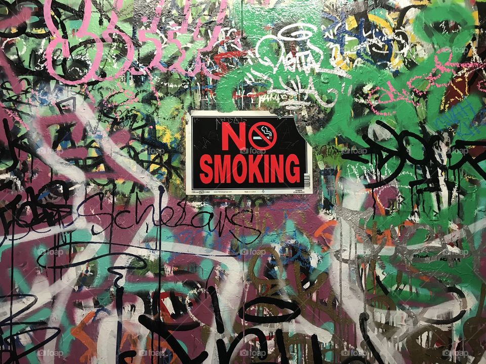 graffiti in elevator of Amoeba Music in downtown Los Angeles