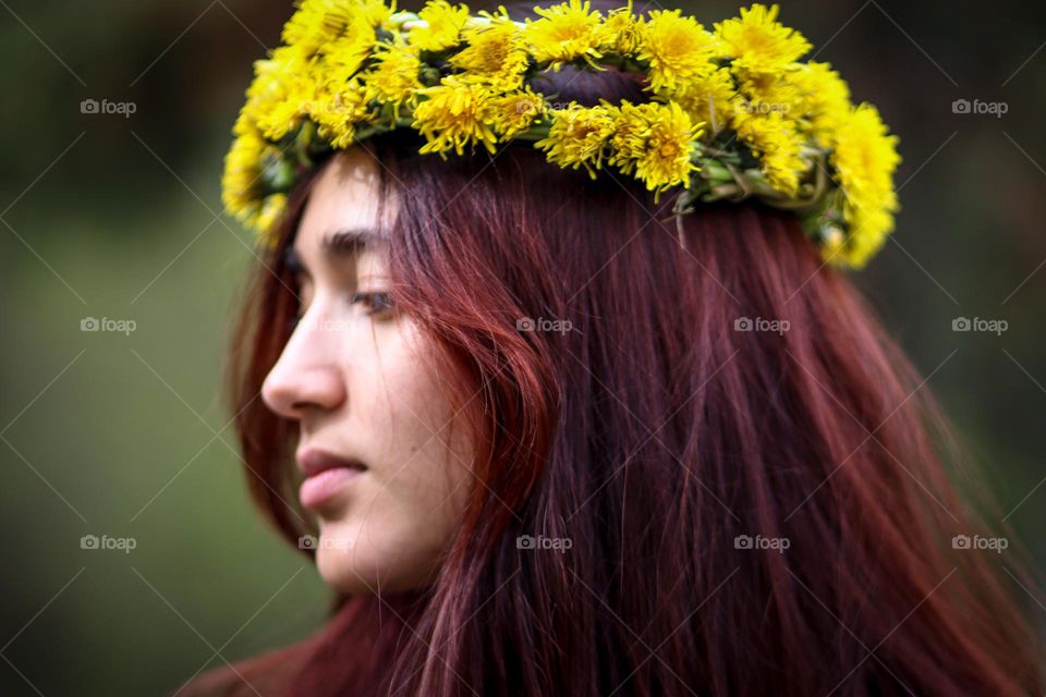 Beautiful redhead young woman with gorgeous straight long hair