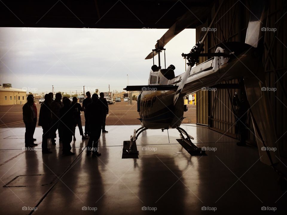 From inside hangar looking out 