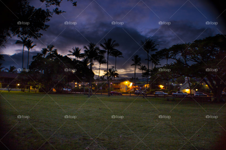 Hawaiian Night. at the beach on Maui.