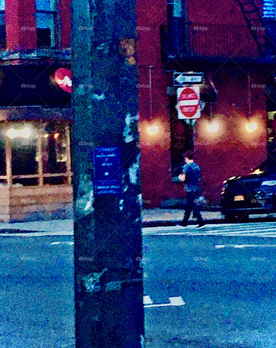 Corner of 48th Street and Vernon Jackson Avenue in Long Island City, Queens, New York in the twilight of the early evening. The picture was taken in the summer of 2021. Hypnotic Productions