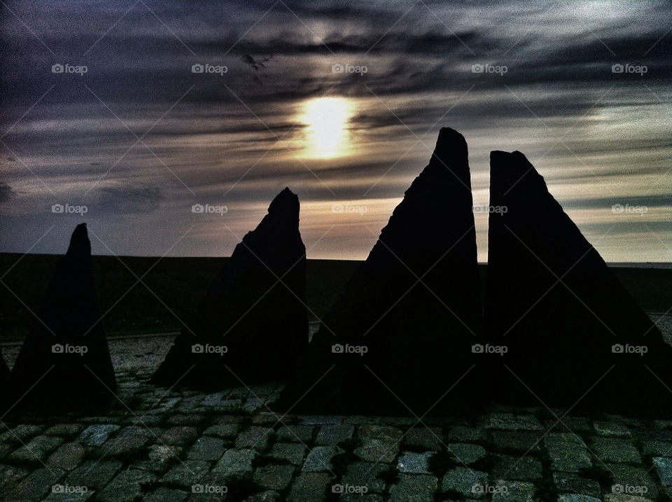 sky sunset clouds stones by awinblad