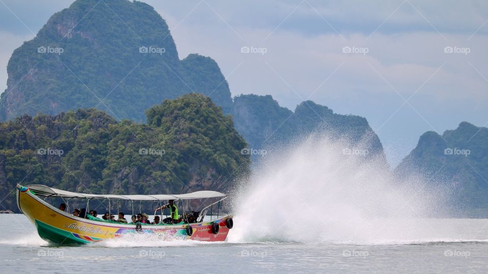 Speed boat in Phang Nga bay, Thailand