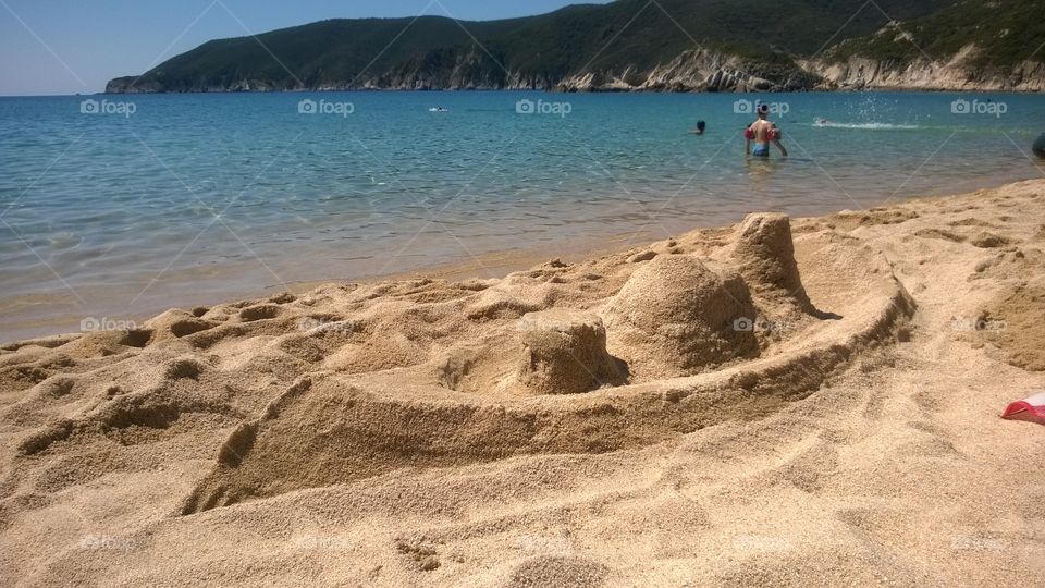 Titanic on the beach. Made of sand