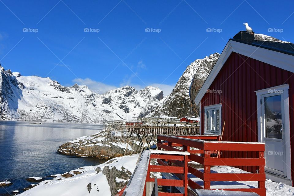 Winter fisherman's cabin