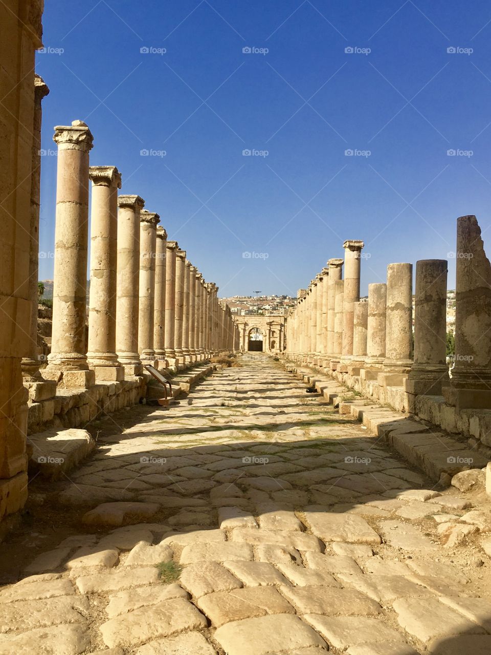 Ancient Roman empire city ruins in Jerash city, Jordan