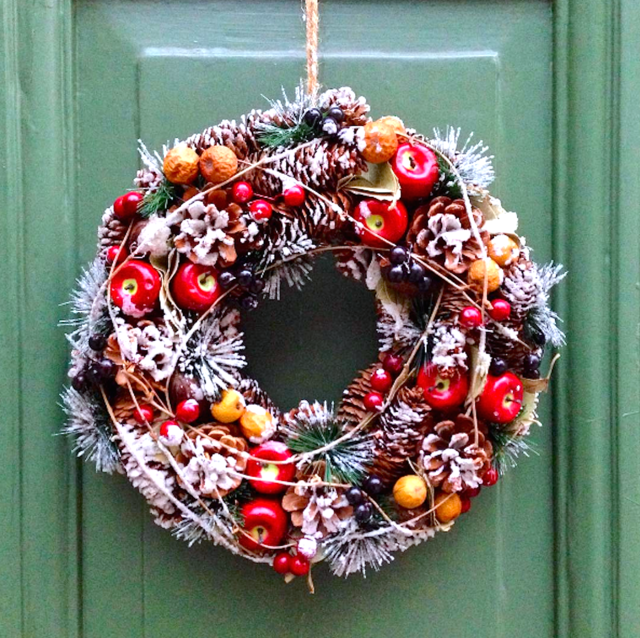 Christmas wreath hanging on a door